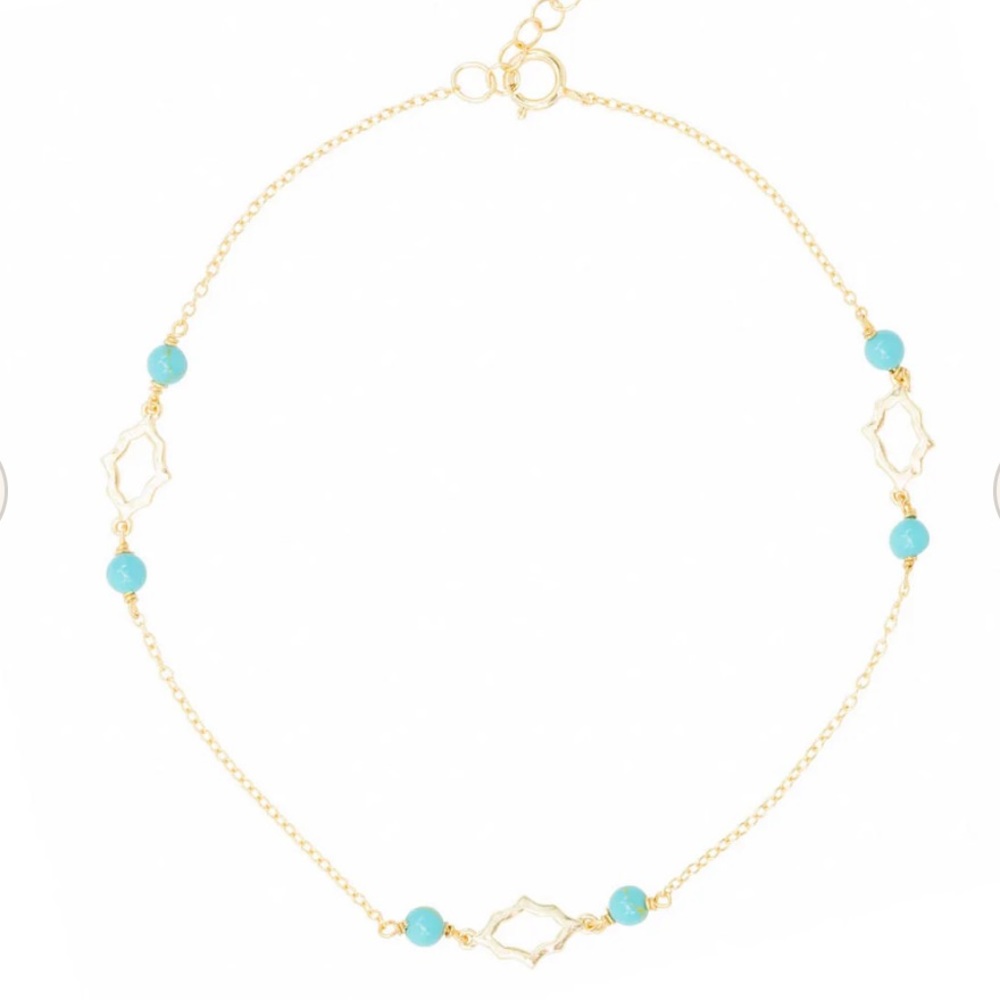 Turquoise and Gold Antique Anklet or Bracelet! (adjustable)